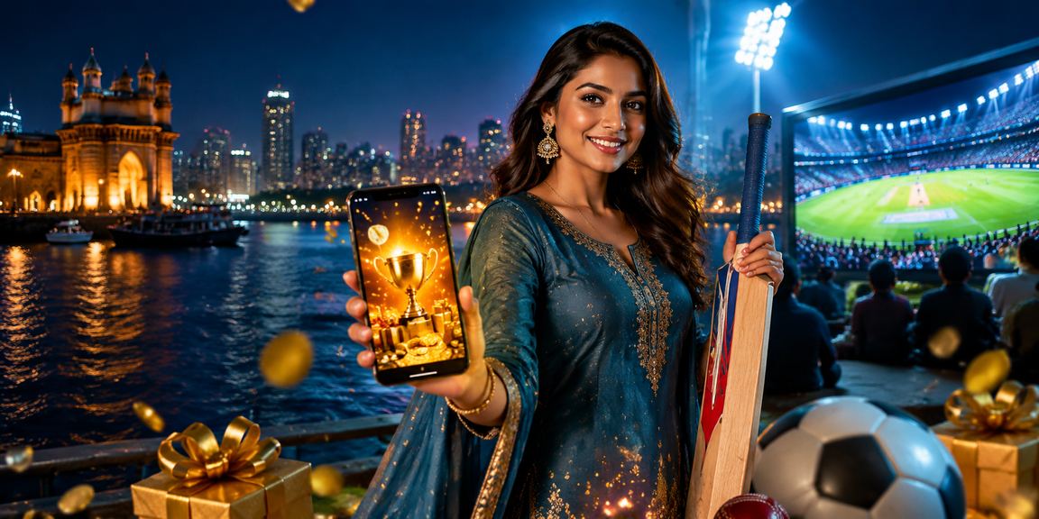 Young Indian woman enjoying online slots gaming on a mobile in traditional Kurti