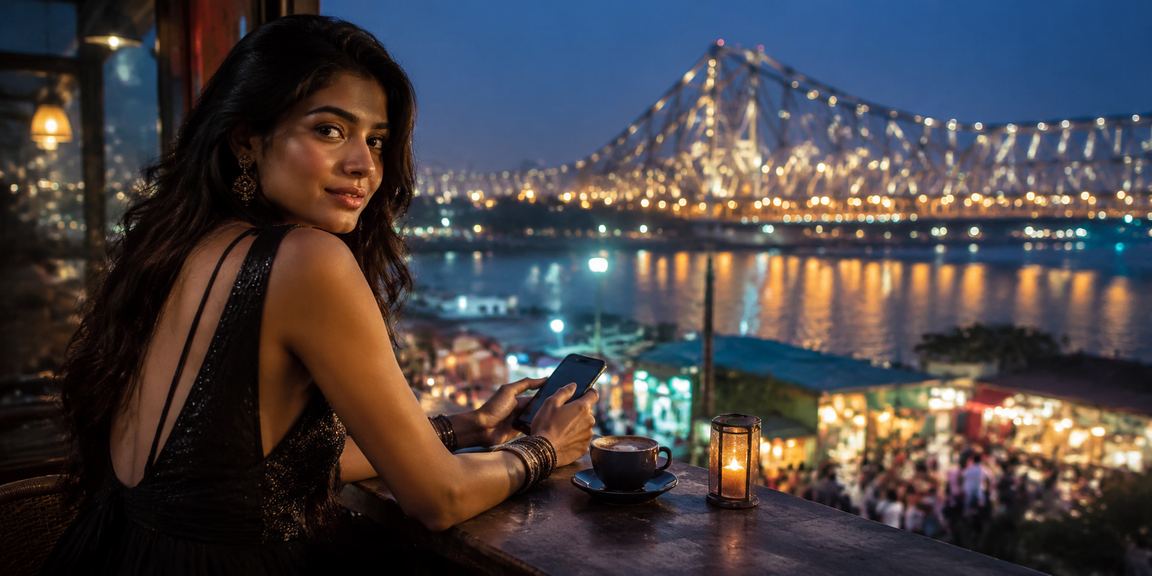 Kolkata casino and entertainment night market with vibrant lighting